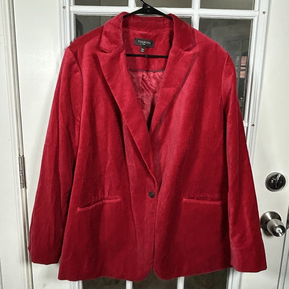 Talbots Plus‎ Red Velvet Old Hollywood Holiday Glam Jacket Size 20W
